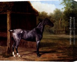 Agasse Canvas Paintings - lord Rivers' Roan mare In A Landscape by Jacques-Laurent Agasse