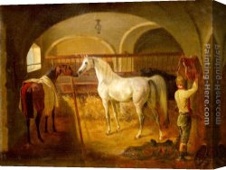 Agasse Canvas Paintings - Stallinneres by Jacques-Laurent Agasse