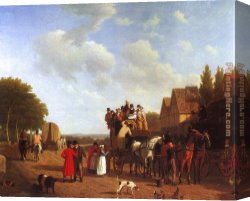 Agasse Canvas Paintings - The Last Stage on the Portsmouth Road by Jacques Laurent Agasse