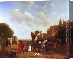Agasse Canvas Paintings - The Last Stage on the Portsmouth Road by Jacques-Laurent Agasse