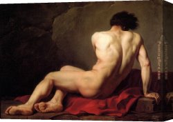 Nude Canvas Paintings - Male Nude known as Patroclus by Jacques-Louis David