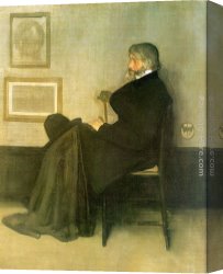 Gray Canvas Paintings - Arrangement in Gray and Black No.2 Portrait of Thomas Carlyle by James Abbott McNeill Whistler