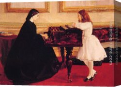 Piano Canvas Paintings - At the Piano by James Abbott McNeill Whistler