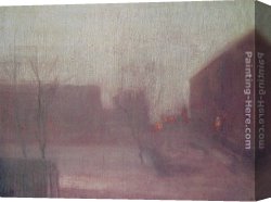 Squares with Concentric Canvas Paintings - Nocturne Trafalgar Square - Chelsea Snow by James Abbott McNeill Whistler