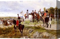 Battle Canvas Paintings - Napoleon Watching The Battle Of Friedland, 1807 by James Alexander Walker