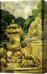France Canvas Paintings - Jardin de la Fontaine Aa Nimes, France by James Carroll Beckwith
