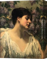 Stephen Shortridge Lilacs Canvas Paintings - Under the Lilacs by James Carroll Beckwith
