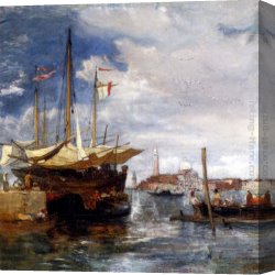Maggiore Canvas Paintings - San Giorgio Maggiore From The Lagoon, Venice by James Holland