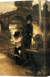 Jacques Canvas Paintings - By the Thames at Richmond by James Jacques Joseph Tissot