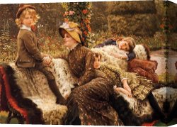Jacques Canvas Paintings - The Garden Bench by James Jacques Joseph Tissot