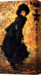 October Stroll Canvas Paintings - Tissot October by James Jacques Joseph Tissot