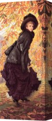 October Stroll Canvas Paintings - Tissot October by James Jacques Joseph Tissot