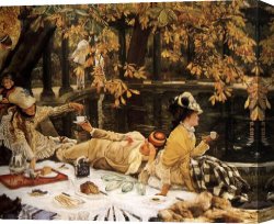 A Picnic on The Riverbank Canvas Paintings - Tissot The Picnic by James Jacques Joseph Tissot