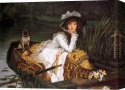 Lady Canvas Paintings - Young Lady in a Boat by James Jacques Joseph Tissot
