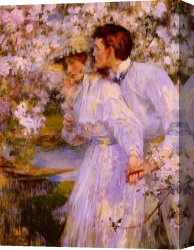Springtime Canvas Paintings - In The Springtime by James Jebusa Shannon