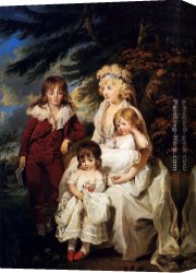 Portrait of Elizabeth Countess of Cork Canvas Paintings - Portrait Of The Hon. Juliana Talbot, Mrs Michael Bryan (1759-1801), With Her Children Henry, Maria And Elizabeth by James Ward