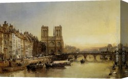 Seine Canvas Paintings - Notre Dame from the River Seine by James Webb