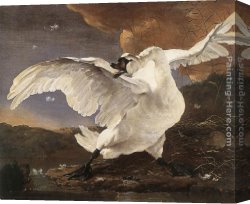 Leda And The Swan Canvas Paintings - The Threatened Swan by Jan Asselyn