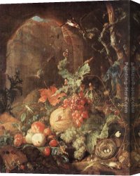 Still Life with a Birds Nest And Fruit Canvas Paintings - Still-life with Bird-nest by Jan Davidsz de Heem