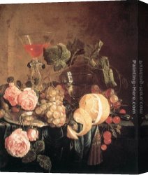 Still Life with Flowers And Fruit Canvas Paintings - Still-Life with Flowers and Fruit by Jan Davidsz de Heem