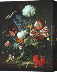 Jan Miense Molenaer Canvas Paintings - Vase of Flowers by Jan Davidsz de Heem