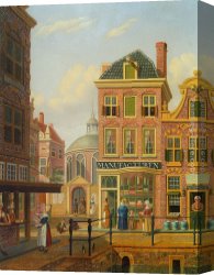 A View of Amsterdam Market Canvas Paintings - A Capriccio View in Amsterdam by Jan Hendrik Verheijen