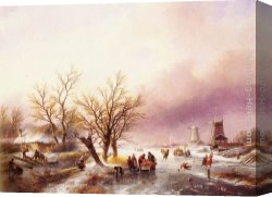 Jacob Canvas Paintings - A Winter Landscape by Jan Jacob Coenraad Spohler