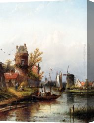 Amsterdam Canvas Paintings - Vue De Buiksloot Pres D'Amsterdam by Jan Jacob Coenraad Spohler