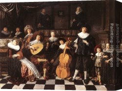 Family Canvas Paintings - Family Making Music by Jan Miense Molenaer