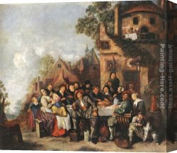 Molenaer Canvas Paintings - Tavern of the Crescent Moon by Jan Miense Molenaer
