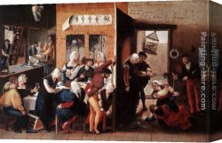 Merry Canvas Paintings - Merry Company by Jan Sanders van Hemessen