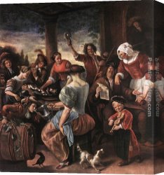 Merry Canvas Paintings - A Merry Party by Jan Steen