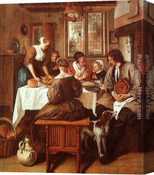 The Three Graces Canvas Paintings - Grace before the Meal by Jan Steen