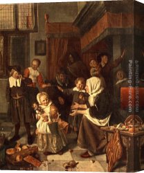 Nicholas Canvas Paintings - The Feast of St. Nicholas by Jan Steen