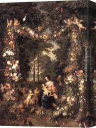 Holy Family Canvas Paintings - The Holy Family by Jan the elder Brueghel