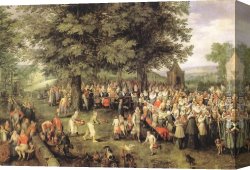 Wedding Canvas Paintings - Wedding Banquet by Jan the elder Brueghel