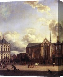 Squares with Concentric Canvas Paintings - Dam Square, Amsterdam by Jan van der Heyden