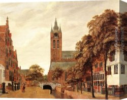 Der Jubil Canvas Paintings - View of Delft by Jan van der Heyden