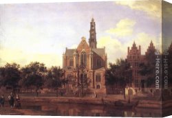 A View of Amsterdam Market Canvas Paintings - View of the Westerkerk, Amsterdam by Jan van der Heyden
