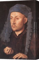 Portrait of an Old Man Canvas Paintings - Portrait of a Goldsmith (Man with Ring) by Jan van Eyck