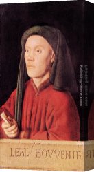 Portrait of a Young Man (detail) Canvas Paintings - Portrait of a Young Man (Tymotheos) by Jan van Eyck