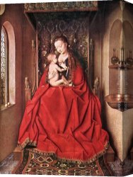 Enthroned Canvas Paintings - Suckling Madonna Enthroned by Jan van Eyck