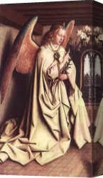 Annunciation Canvas Paintings - The Ghent Altarpiece  Angel of the Annunciation by Jan van Eyck