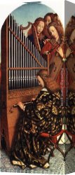 Altarpiece of Calvary Canvas Paintings - The Ghent Altarpiece Angels Playing Music by Jan van Eyck