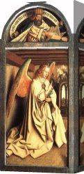 Annunciation Canvas Paintings - The Ghent Altarpiece Prophet Zacharias; Angel of the Annunciation by Jan van Eyck