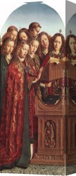 Cowboy Singing Canvas Paintings - The Ghent Altarpiece Singing Angels by Jan van Eyck