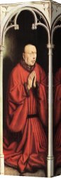 Donors Canvas Paintings - The Ghent Altarpiece The Donor by Jan van Eyck