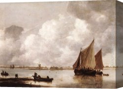 Meeres Canvas Paintings - Haarlemer Meer by Jan van Goyen