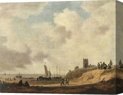 The Seashore Canvas Paintings - Seashore at Scheveningen by Jan van Goyen