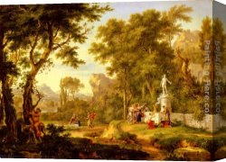 Bacchus And Ariadne Canvas Paintings - A classical landscape with the Worship of Bacchus by Jan Van Huysum
